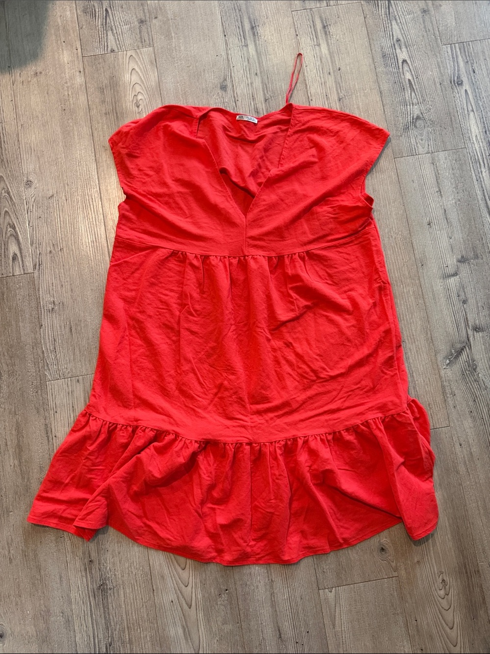 Zara Red Ruffle Hem Summer Dress